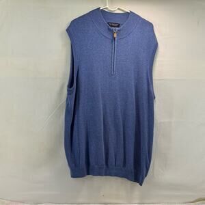 Roundtree & Yorke Men's 2XT Zip-Up Blue Sweater Vest